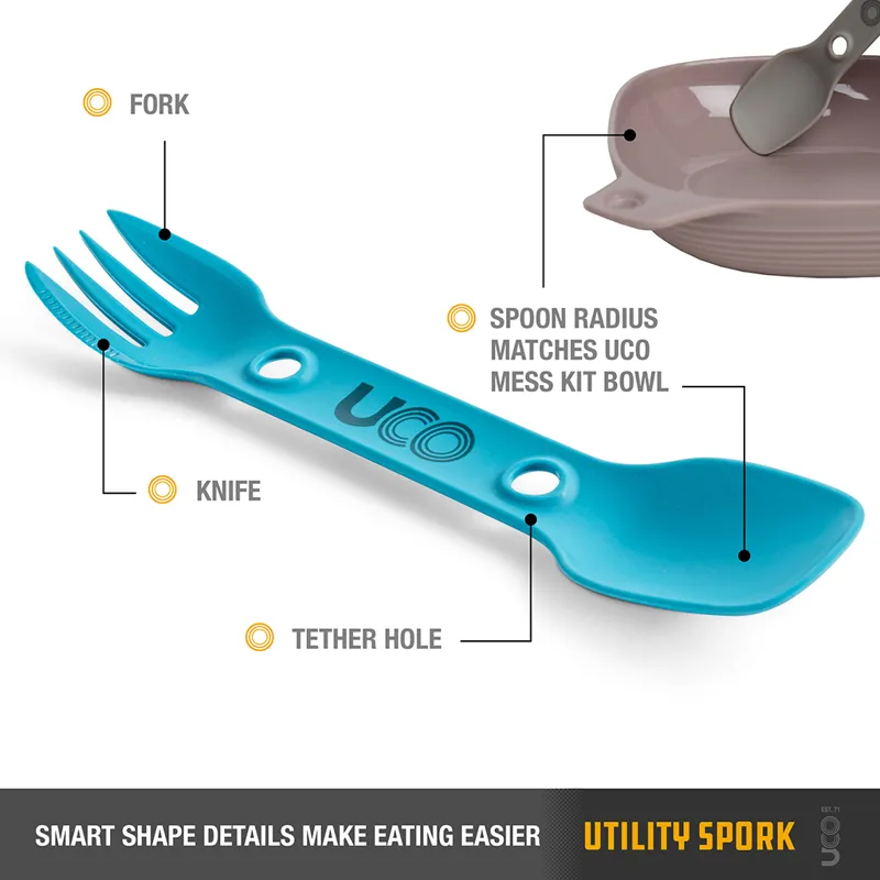 UCO Utility Spork 2 Pack with Tether - Gold-Sky-2