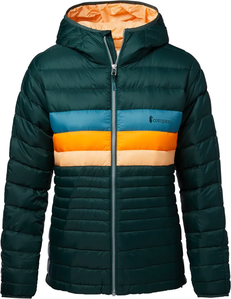 Cotopaxi Womens Fuego Down Hooded Jacket - Dark Forest Stripes
