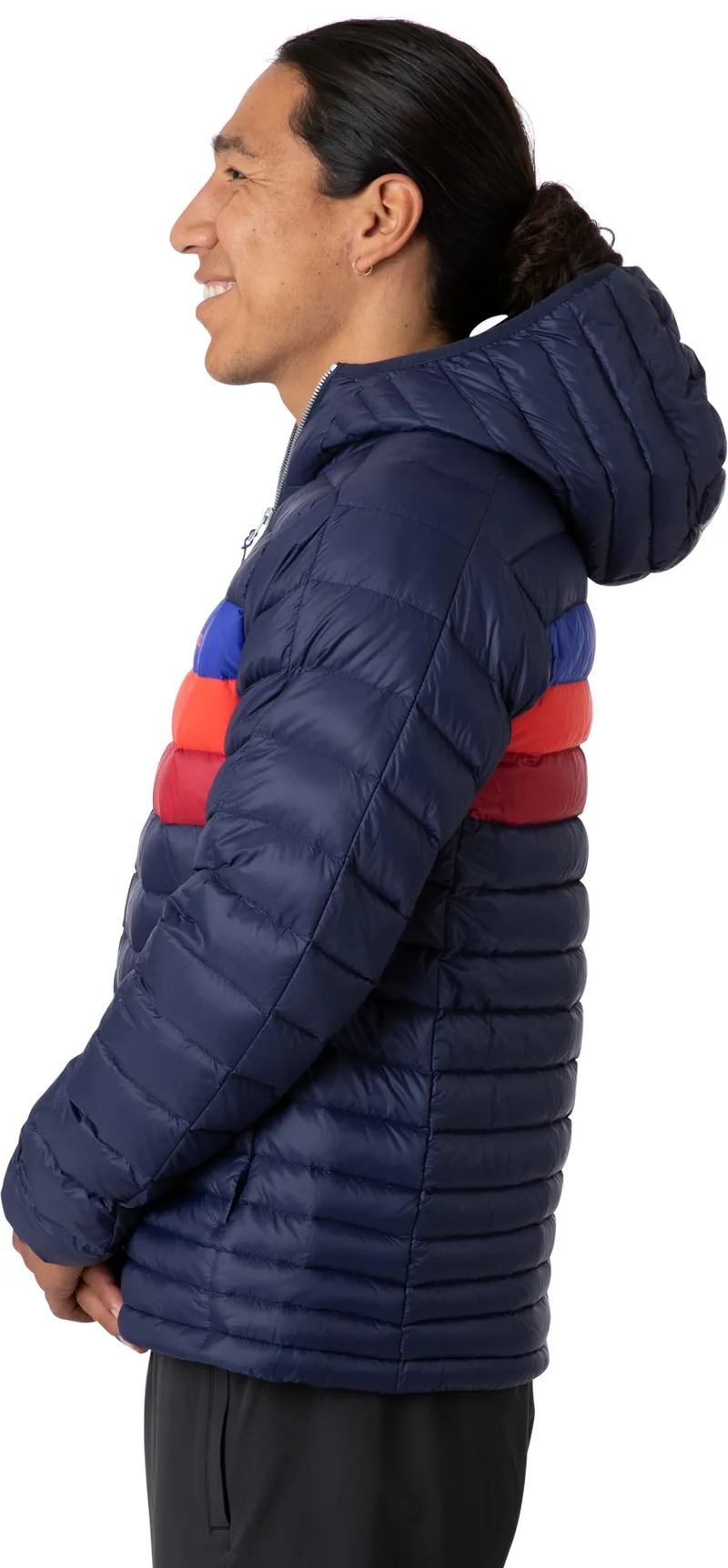 Cotopaxi Mens Fuego Down Hooded Jacket - Maritime-Blue Violet Stripes-4