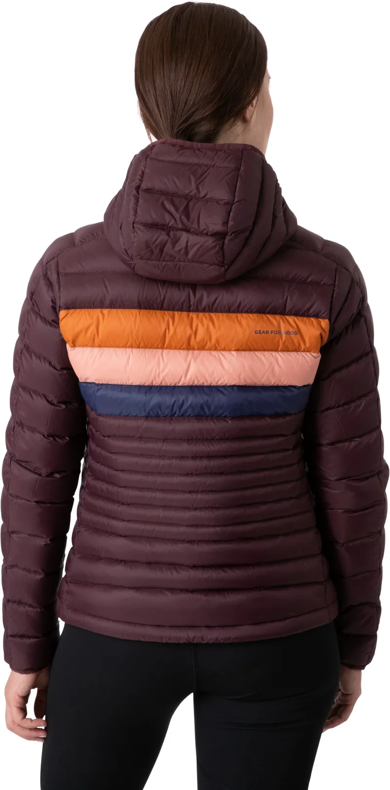 Cotopaxi Womens Fuego Down Hooded Jacket - Black Iris Stripes-5