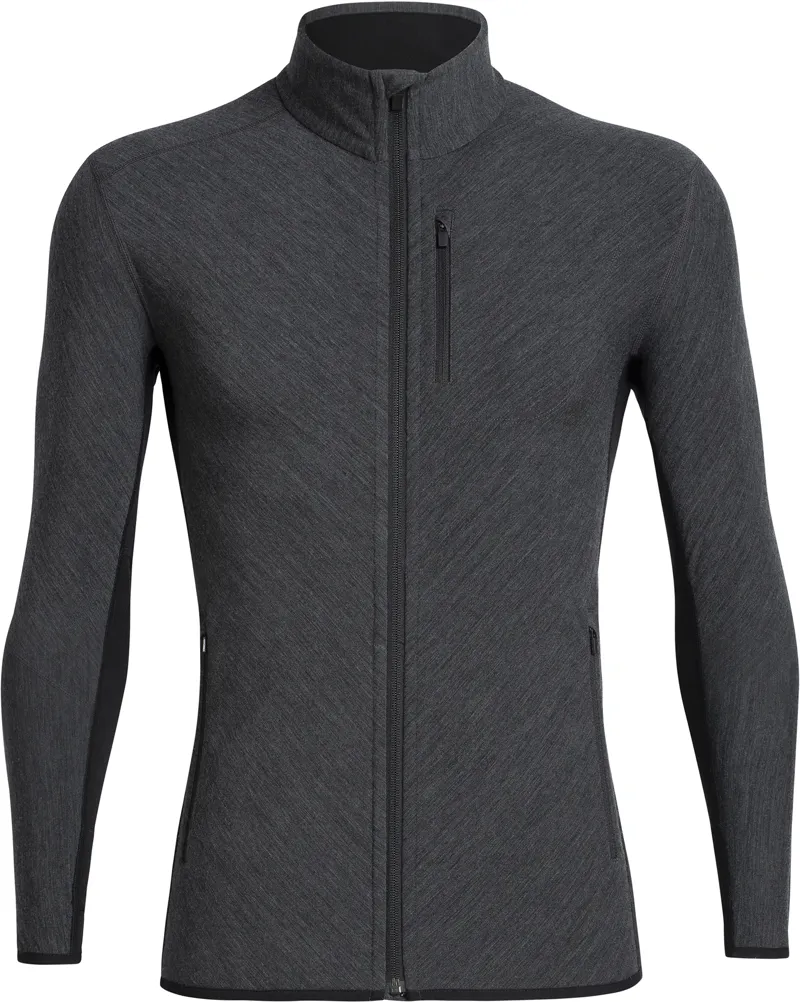 Icebreaker Mens Descender LS Zip Fleece - Jet Heather - Black