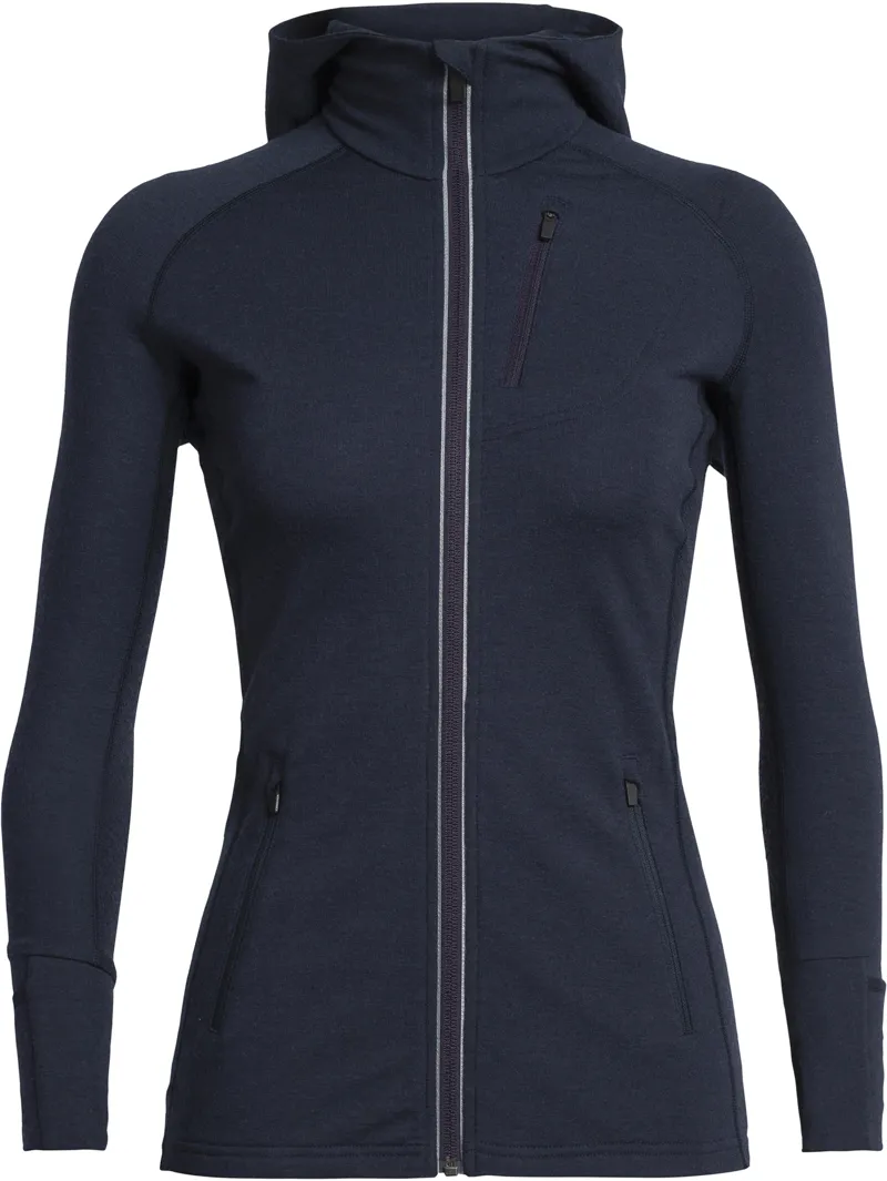Icebreaker Womens Quantum LS Zip Hood - Midnight Navy