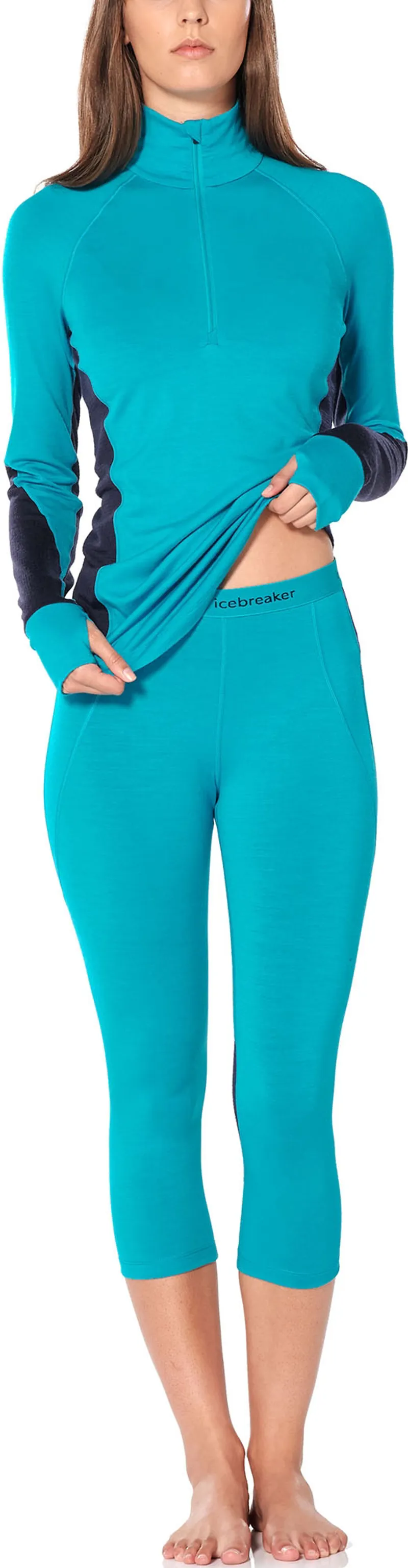 Icebreaker Womens 260 Zone LS Half Zip - Arctic Teal/ Midnight Navy-1