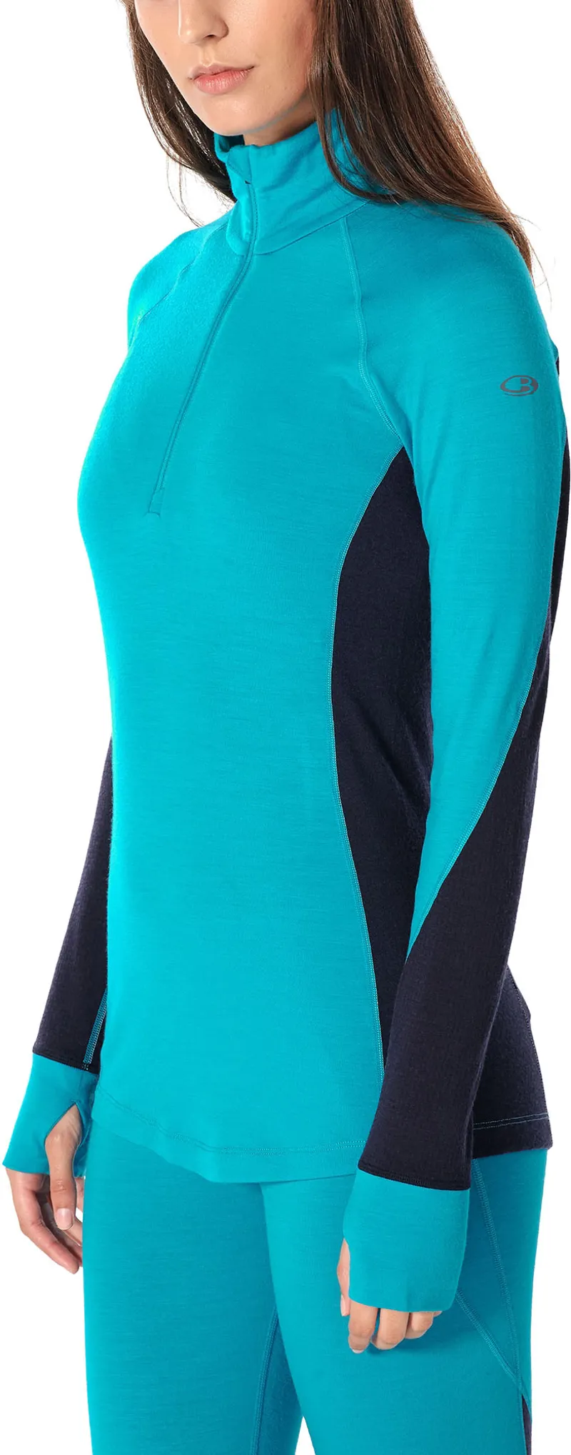 Icebreaker Womens 260 Zone LS Half Zip - Arctic Teal/ Midnight Navy-3