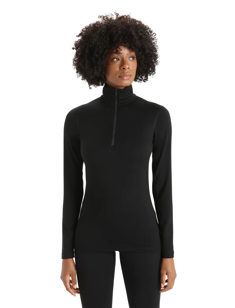 Icebreaker Womens 200 Oasis Long Sleeved Half Zip Top - Black-1