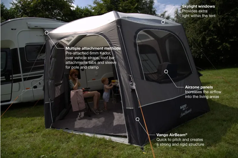 Hex Privacy Curtain For Vango Airhub Hex & Hexaway Airbeam DriveAway Awning – Black Mesh