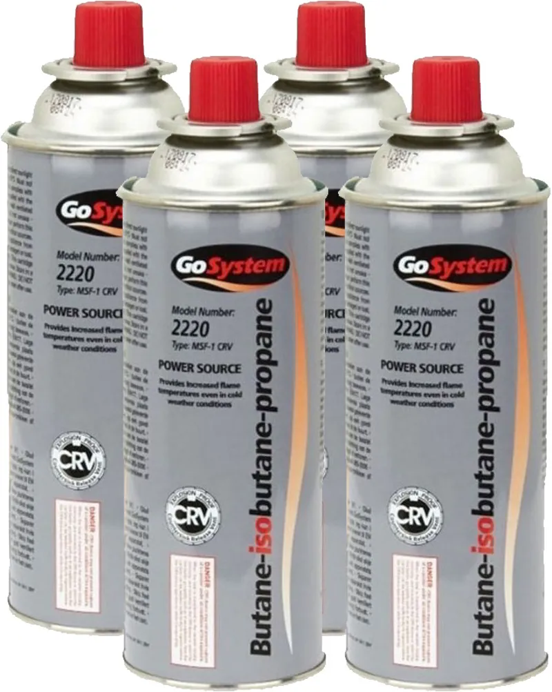 Go Gas 227gm Bayonet Butane Cartridge - 4 Pack