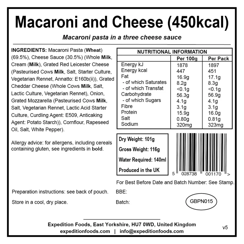 Expedition Foods Macaroni and Cheese - 450kcal-1