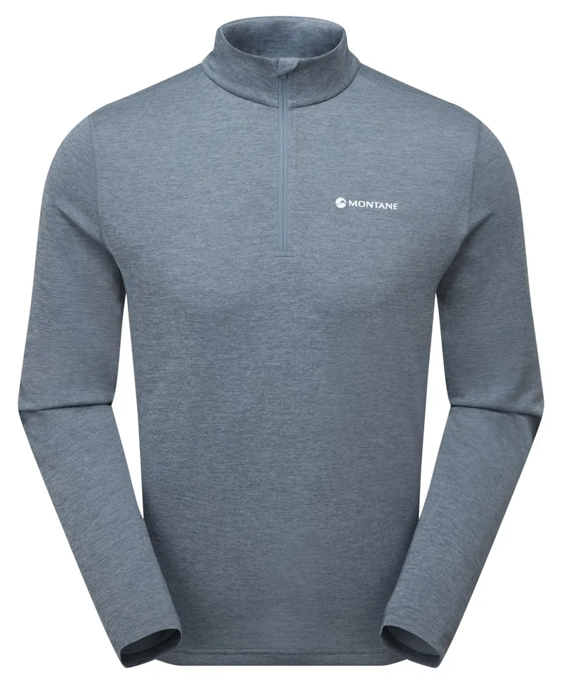 Montane Mens Dart Zip Neck T-Shirt - Stone Blue