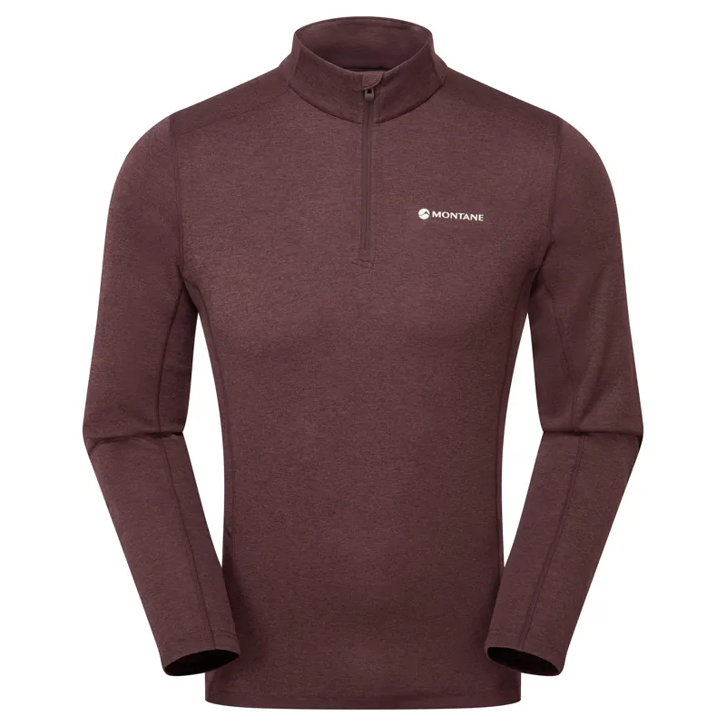 Montane Mens Dart Zip Neck T-Shirt - Dark Garnet