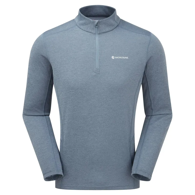 Montane Mens Dart Zip Neck T-Shirt - Stone Blue