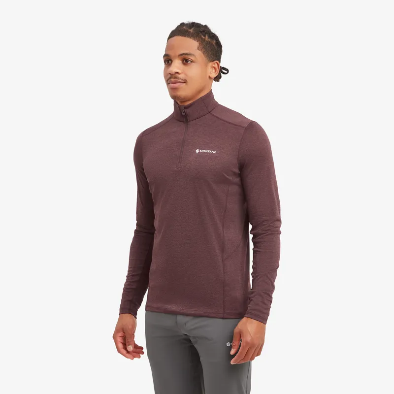 Montane Mens Dart Zip Neck T-Shirt - Dark Garnet-2