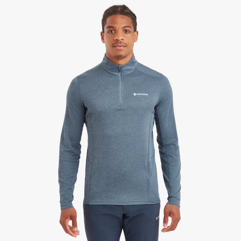 Montane Mens Dart Zip Neck T-Shirt - Stone Blue-1