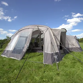 A picture of a large grey Vango tent