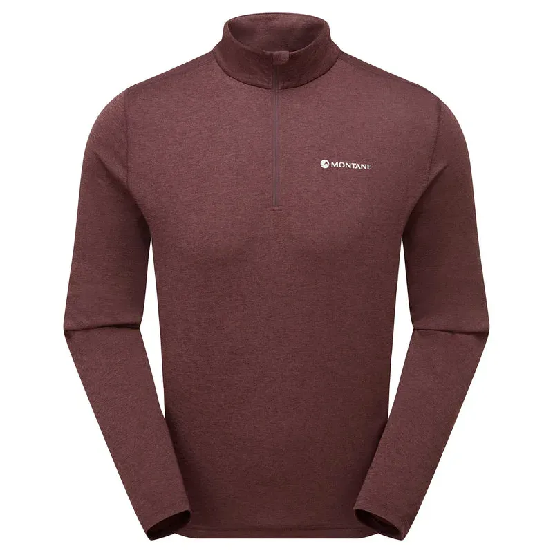 Montane Mens Dart Zip Neck T-Shirt - Dark Garnet