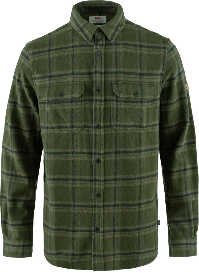 Fjallraven Mens Ovik Heavy Flannel Shirt - Deep Forest-Laurel Green
