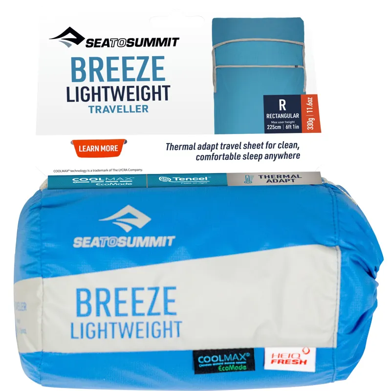 Sea To Summit Breeze Lightweight Liner - Rectangular With Pillow Sleeve-5