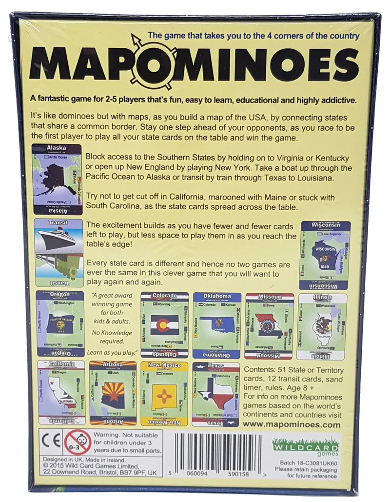 Wildcard Games Mapominoes - The Ultimate Geography Game - USA-1