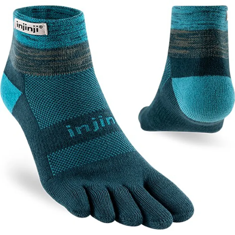 Injinji Mens Trail Midweight Mini Crew Toe Socks - Midnight-1