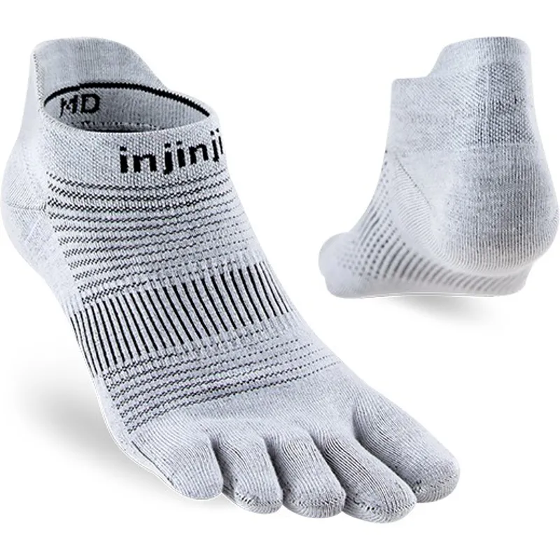 Injinji Mens Run Lightweight No Show Toe Socks - Gray-1