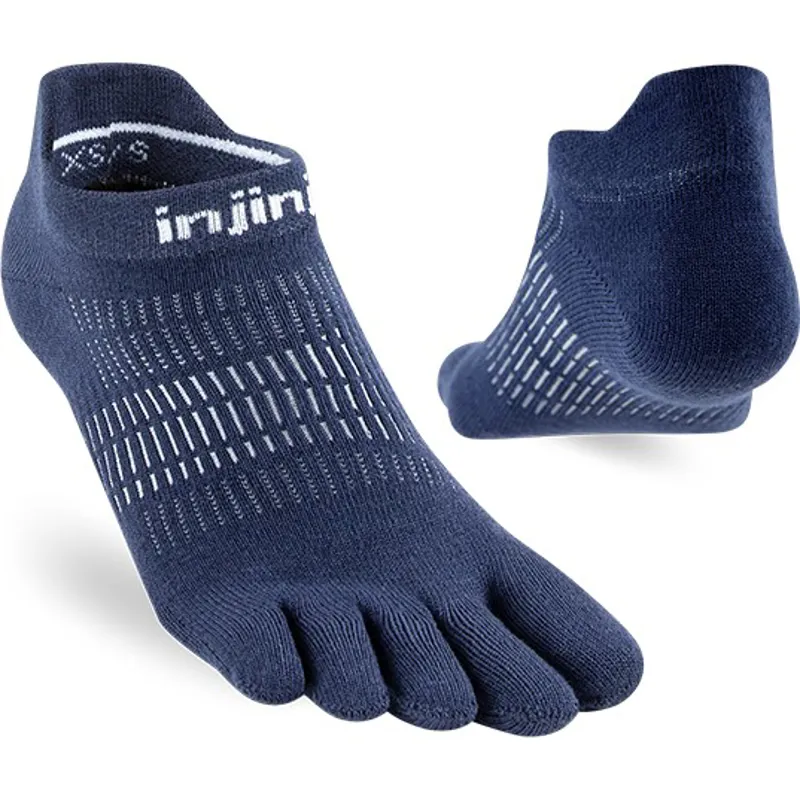 Injinji Womens Run Lightweight No Show Toe Socks - Navy-1