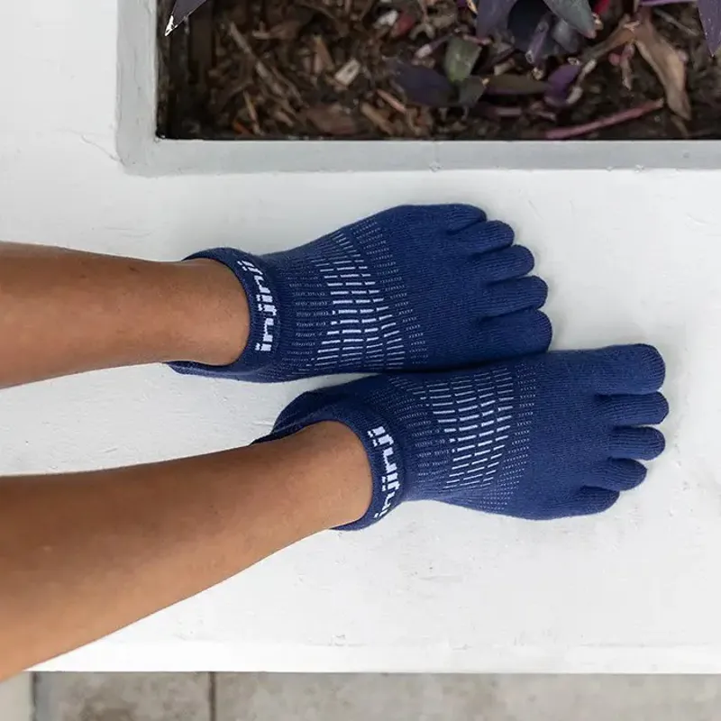 Injinji Womens Run Lightweight No Show Toe Socks - Navy-3