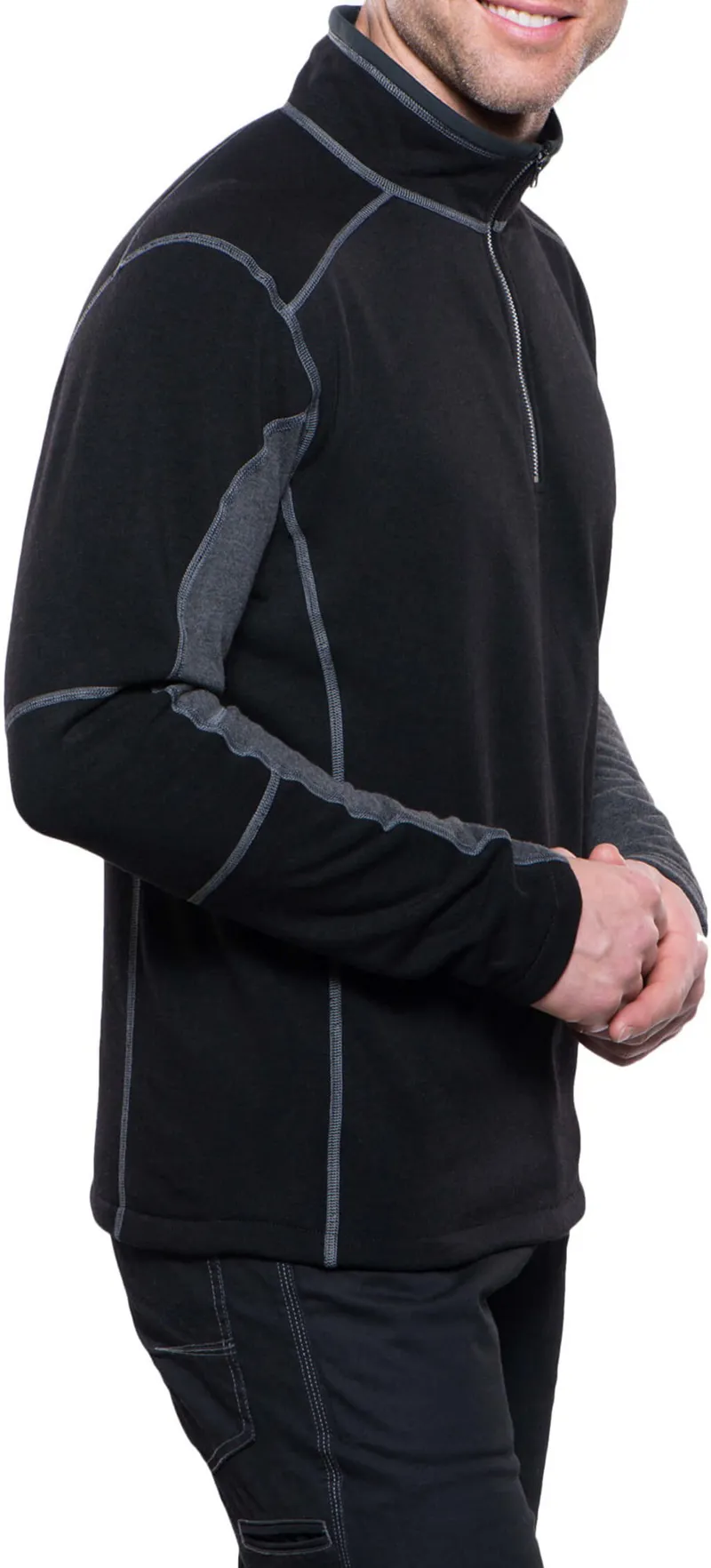 Kuhl Mens Revel 1/4 Zip Fleece - Black-Steel-1