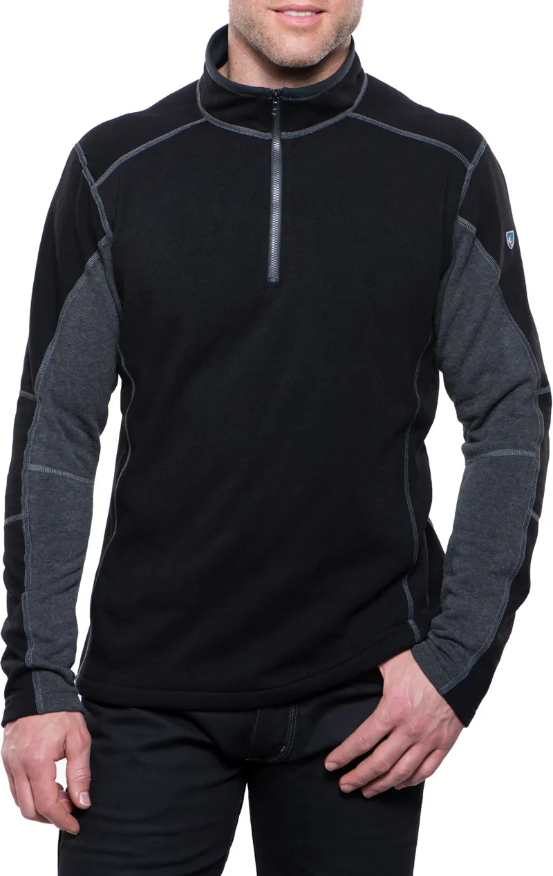 Kuhl Mens Revel 1/4 Zip Fleece - Black-Steel