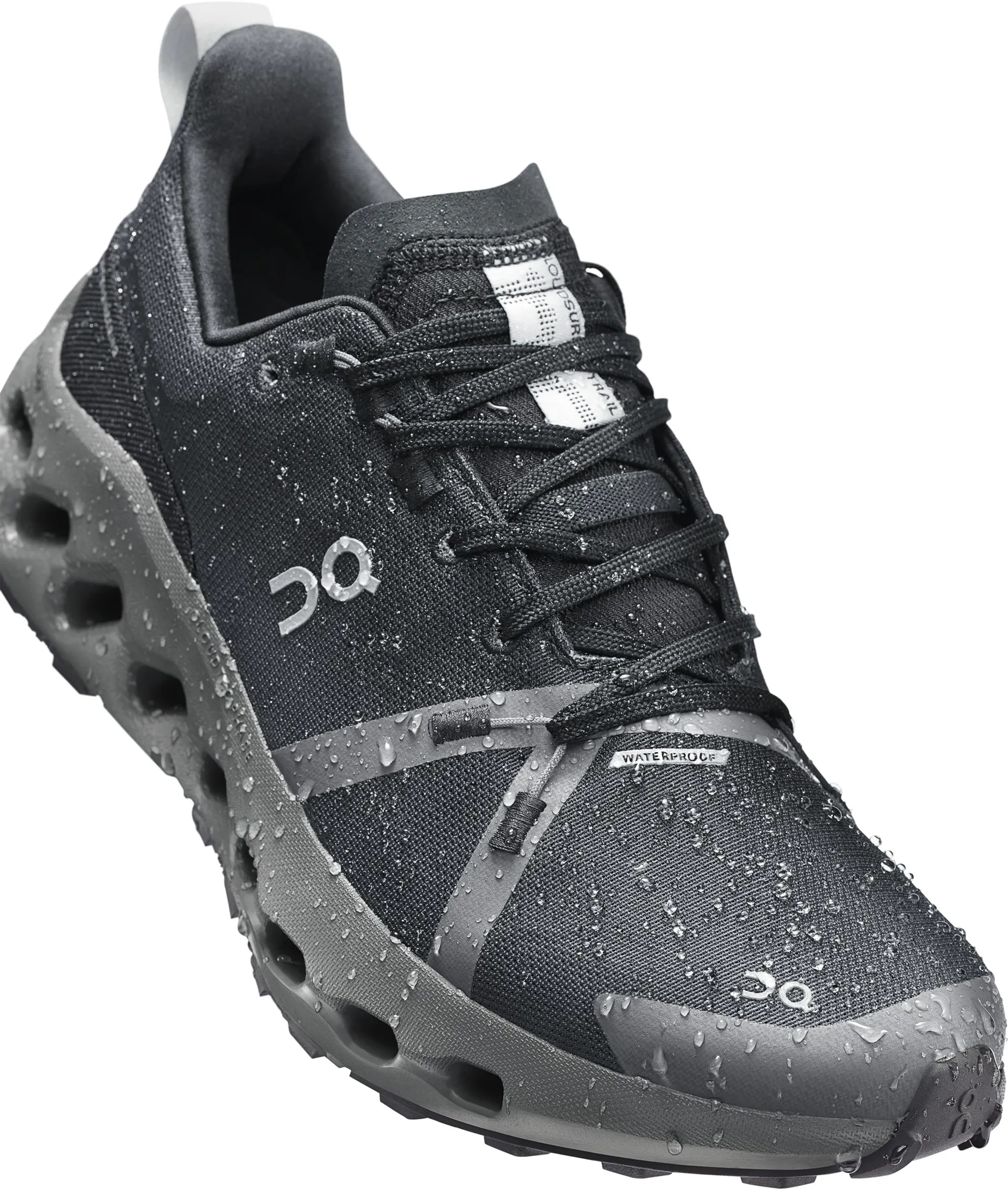 ON Mens Cloudsurfer Trail Waterproof Shoes - Black-Eclipse