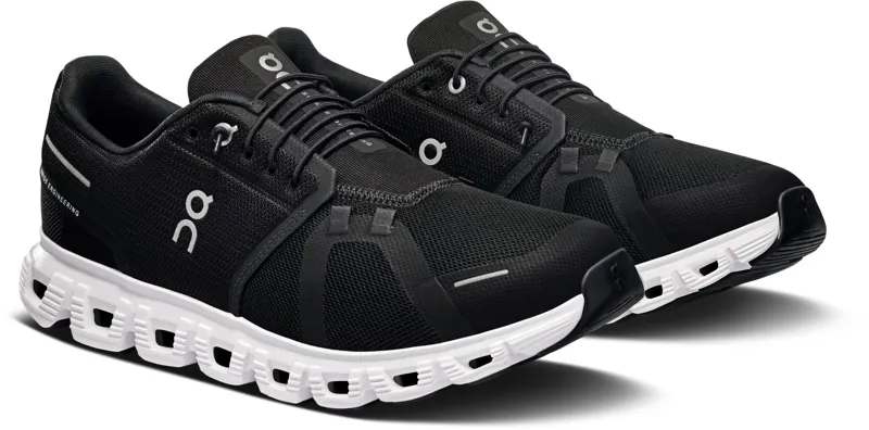 ON Mens Cloud 6 Shoes - Black-White-4