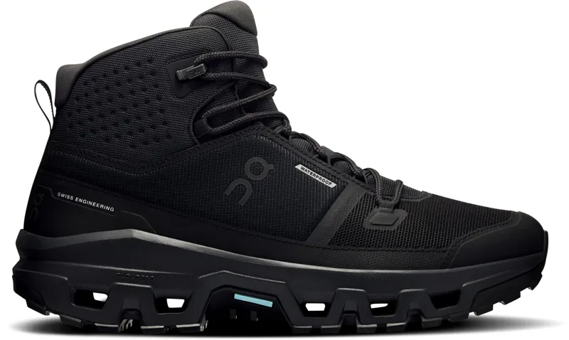 ON Mens Cloudrock Mid Waterproof Shoes - Black-Black