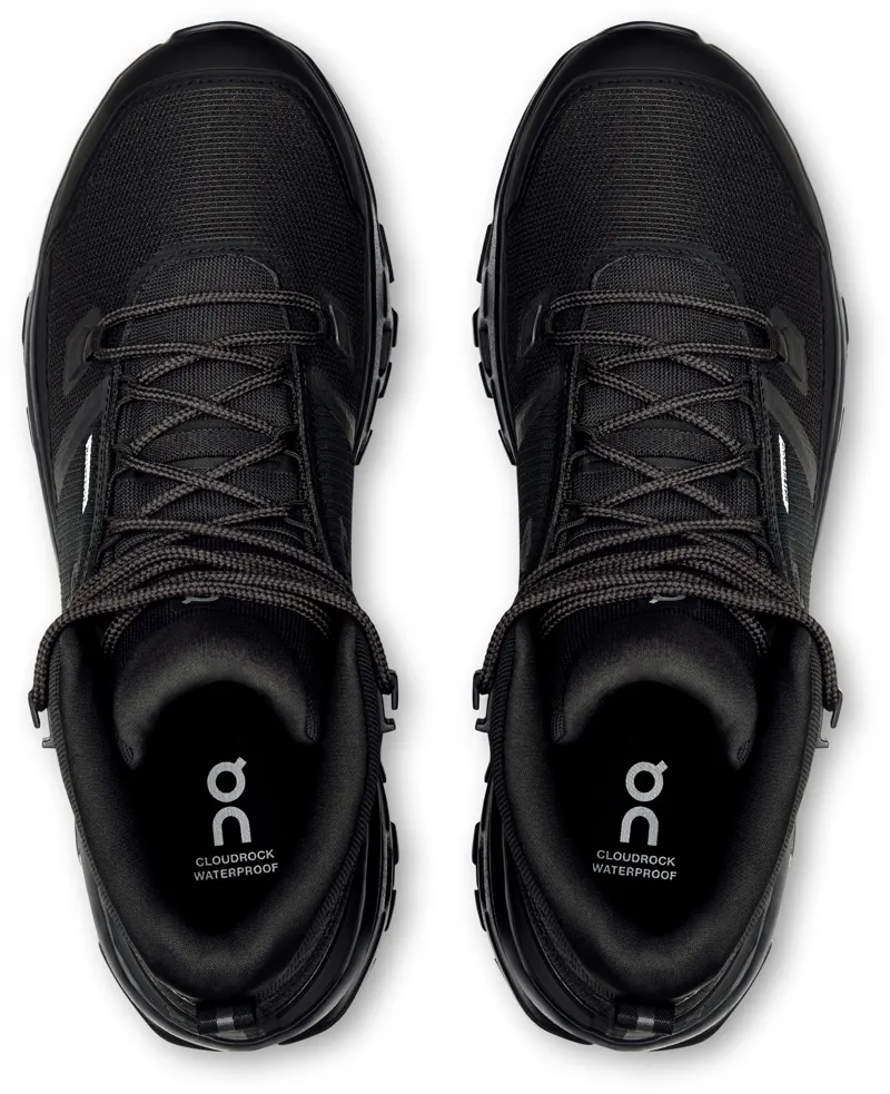 ON Mens Cloudrock Mid Waterproof Shoes - Black-Black-5