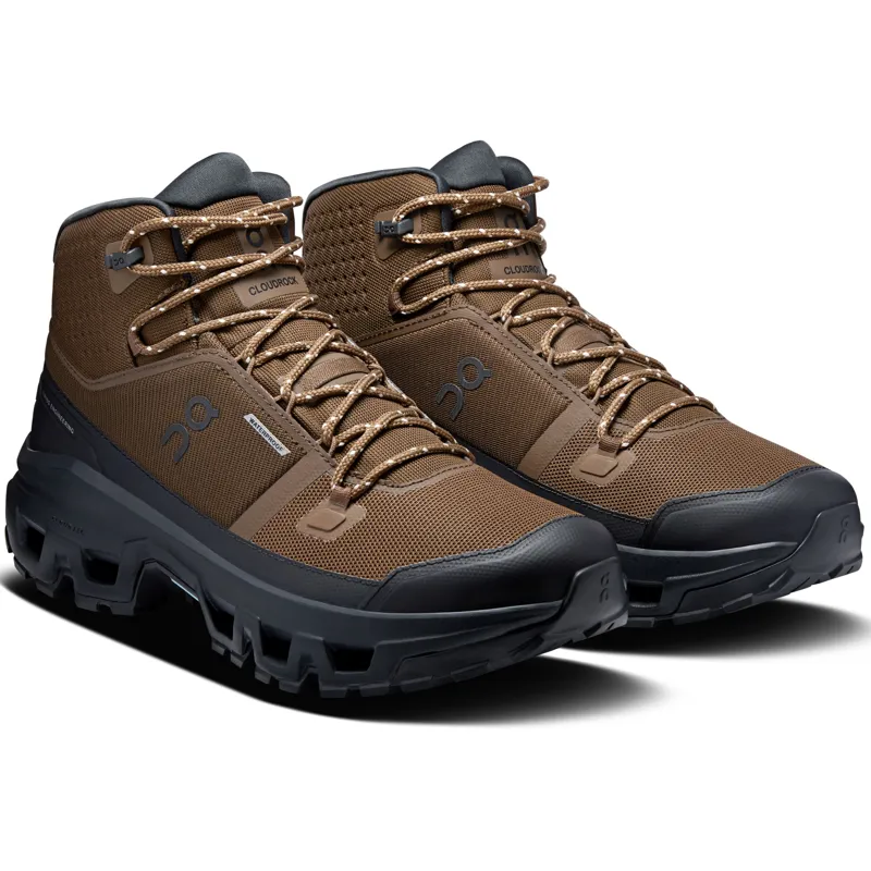 ON Mens Cloudrock Mid Waterproof Shoes - Earth-Black-3