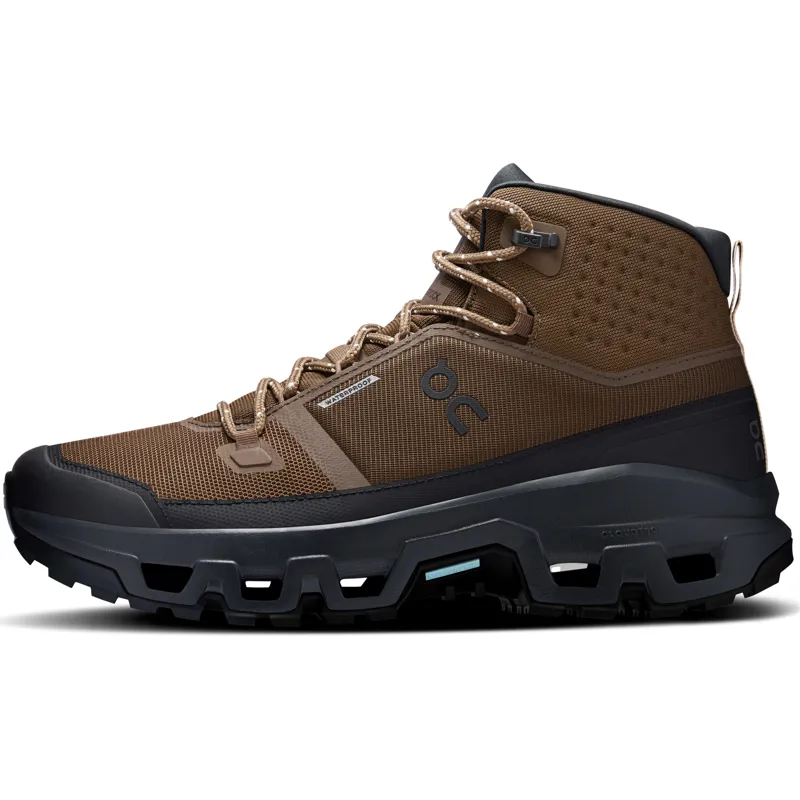 ON Mens Cloudrock Mid Waterproof Shoes - Earth-Black-1