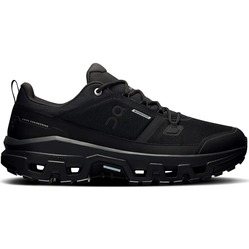 ON Mens Cloudrock Low Waterproof Shoes - Black-Black
