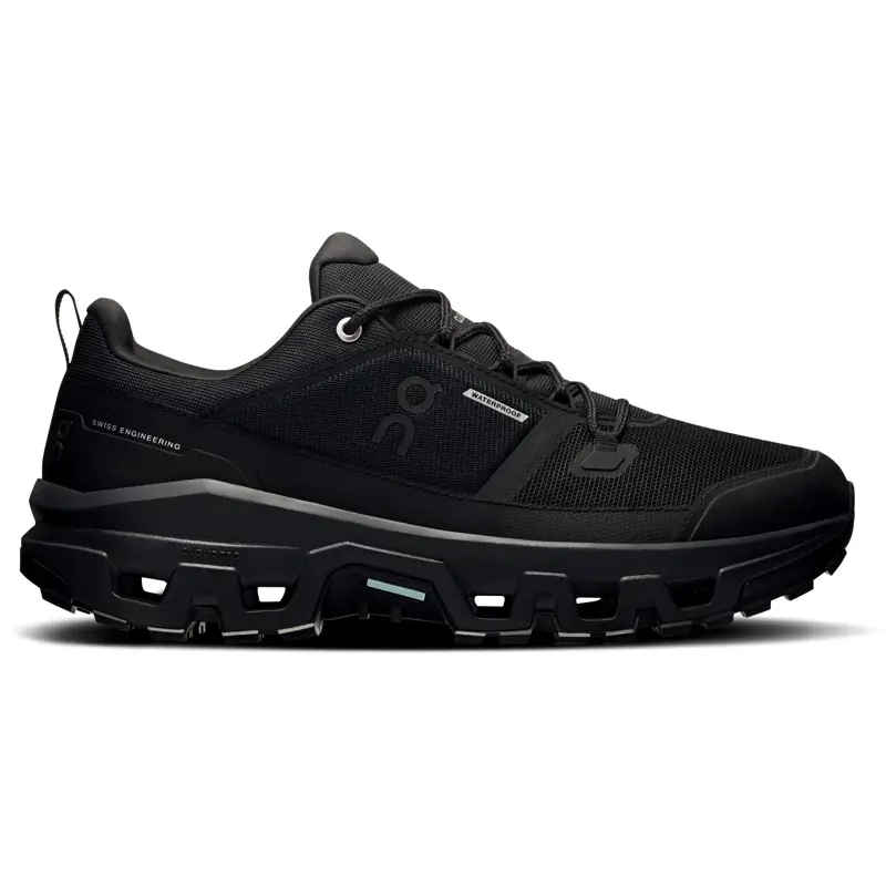 ON Mens Cloudrock Low Waterproof Shoes Black-Black1