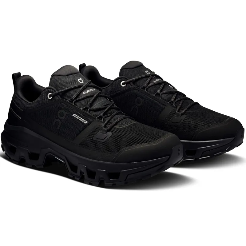 ON Mens Cloudrock Low Waterproof Shoes - Black-Black-3