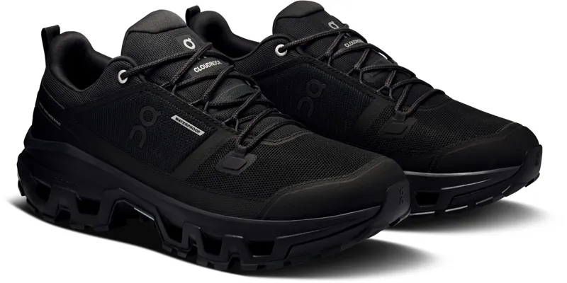 ON Mens Cloudrock Low Waterproof Shoes - Black-Black-3