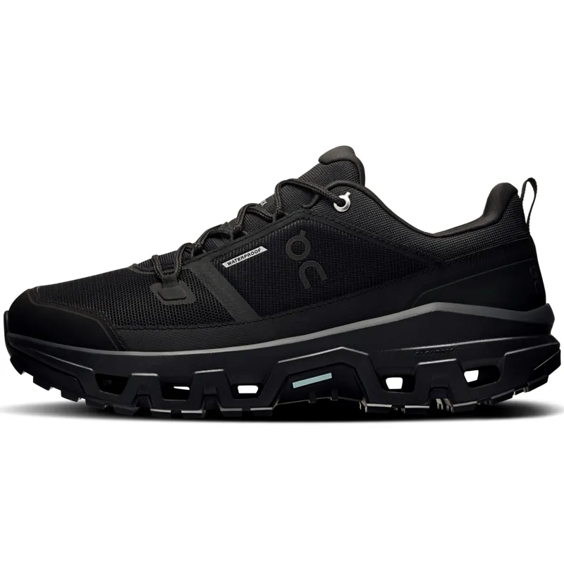 ON Mens Cloudrock Low Waterproof Shoes - Black-Black-1