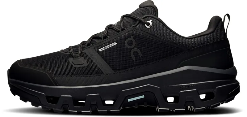 ON Mens Cloudrock Low Waterproof Shoes - Black-Black-1