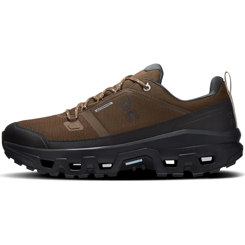 ON Mens Cloudrock Low Waterproof Shoes - Earth-Black-1