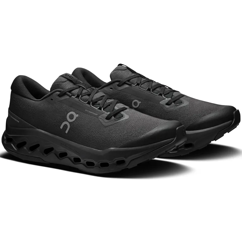 ON Mens Cloudsurfer Trail 2 WP Running Shoes - Black-Black-3