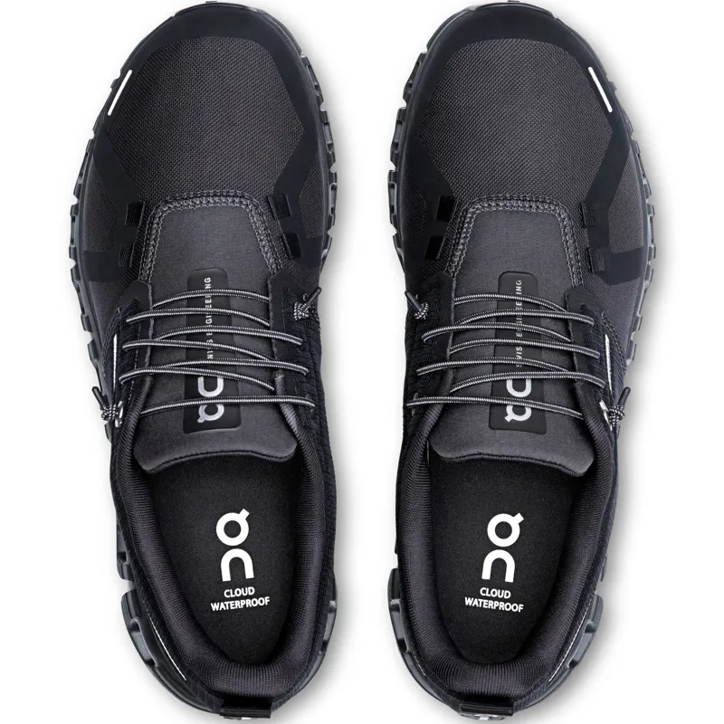 ON Womens Cloud 6 Waterproof Shoes - Black-Black