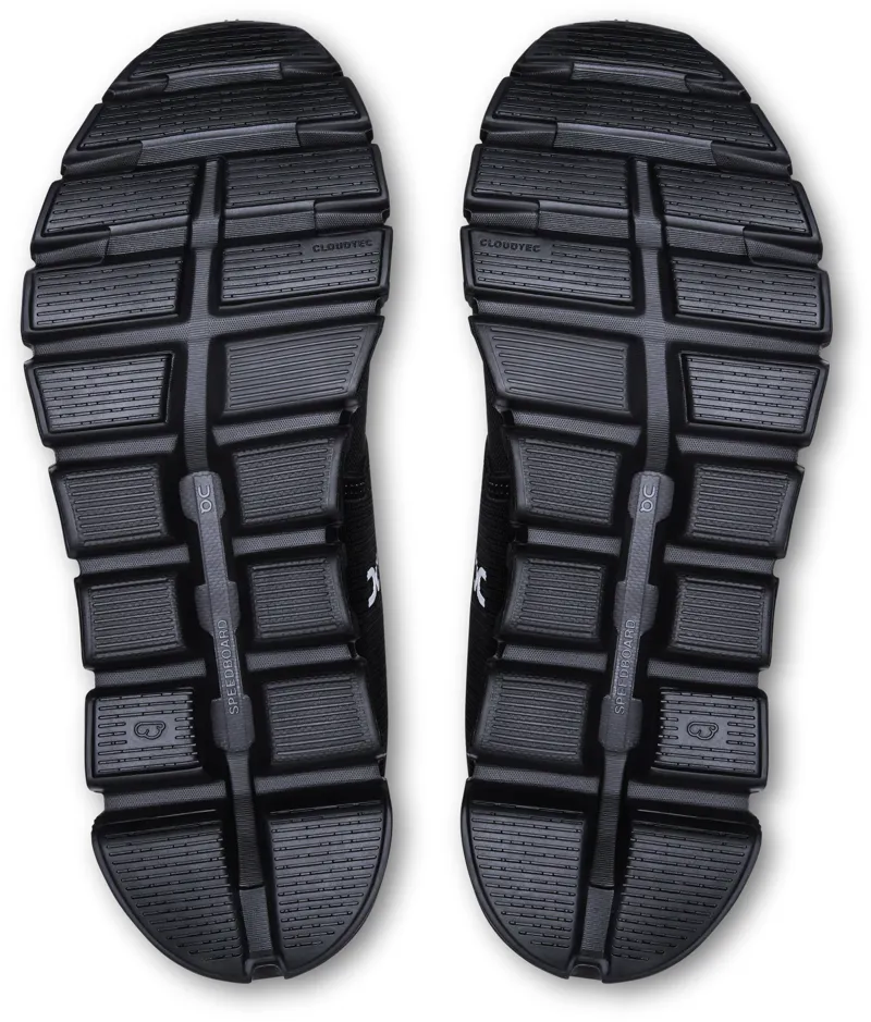 ON Womens Cloud 6 Waterproof Shoes - Black-Black-6