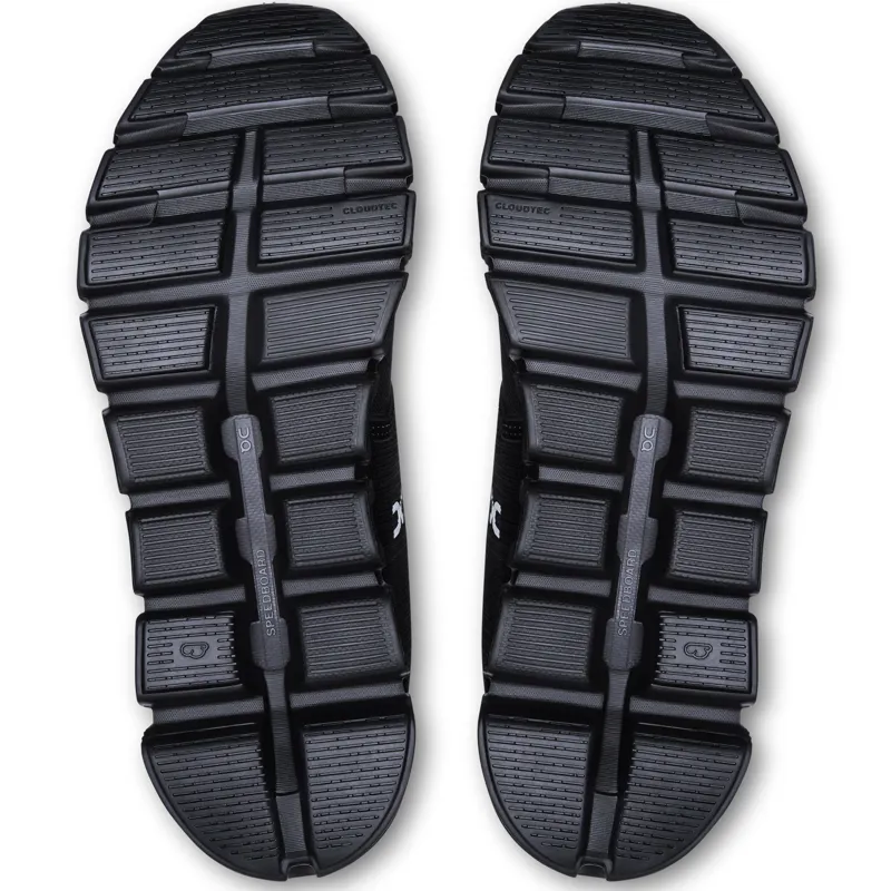 ON Womens Cloud 6 Waterproof Shoes - Black-Black-6