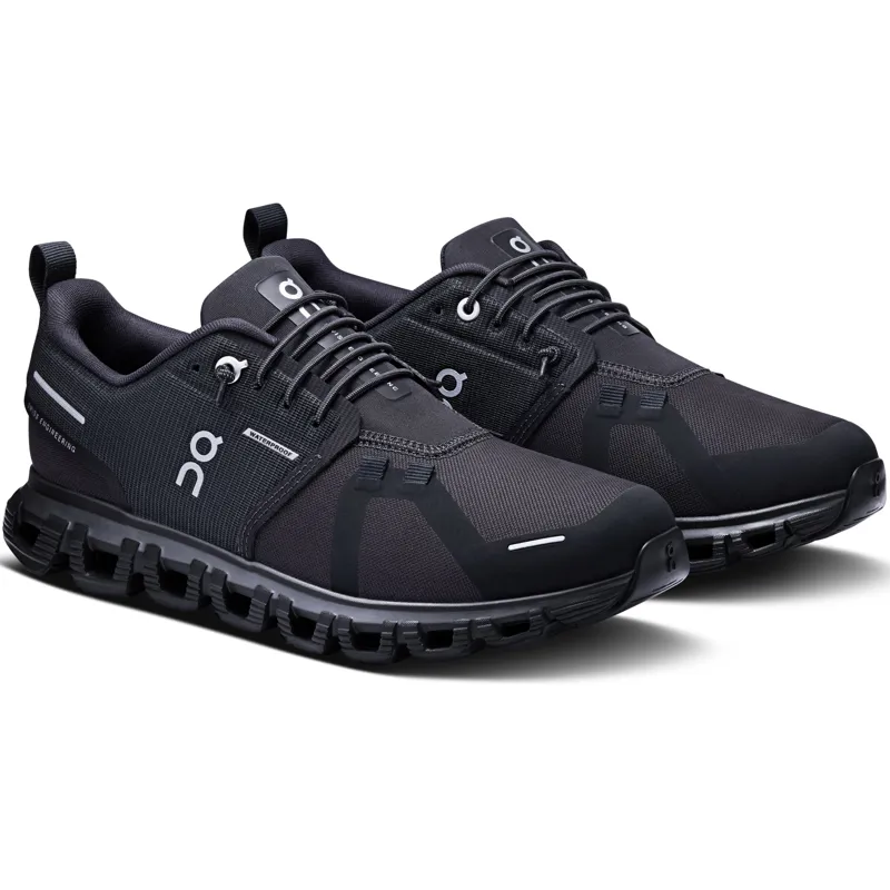 ON Womens Cloud 6 Waterproof Shoes - Black-Black-4