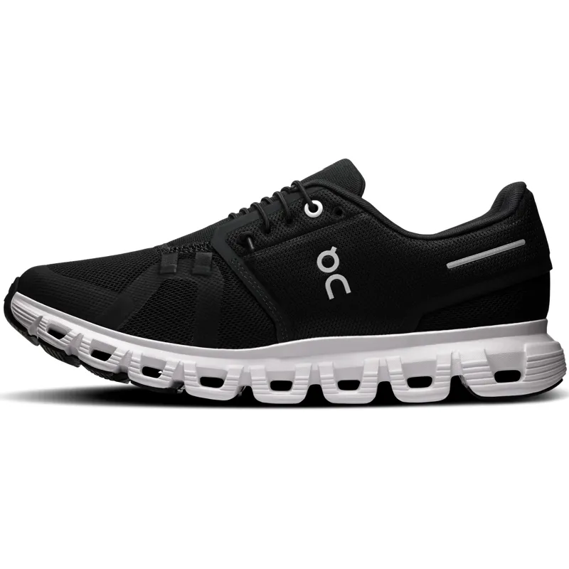 ON Womens Cloud 6 Shoes - Black-White-1