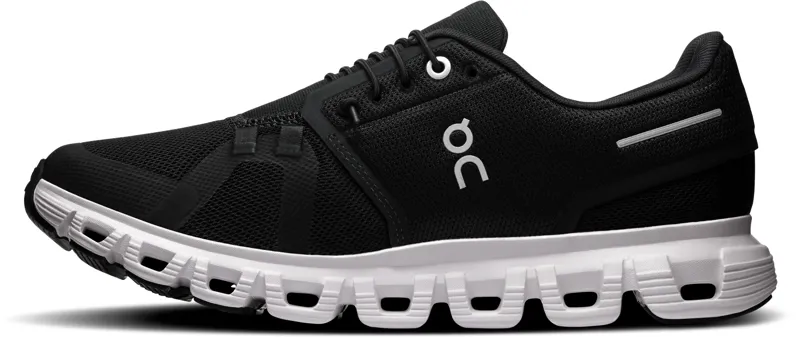 ON Womens Cloud 6 Shoes - Black-White-1