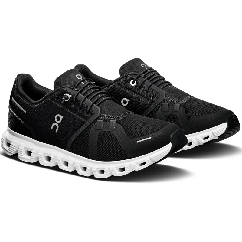 ON Womens Cloud 6 Shoes - Black-White-2