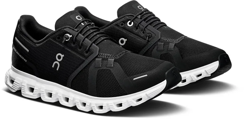 ON Womens Cloud 6 Shoes - Black-White-2